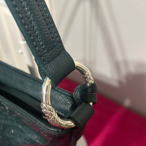 Brighton Elegant Green Croc-Embossed Shoulder Bag no callouts - Picture 3 of 14